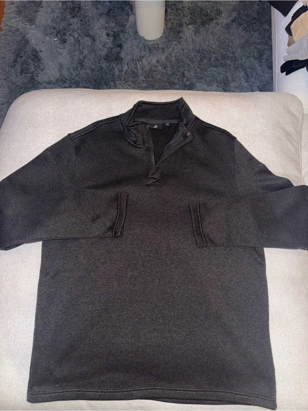Beverly Hills Polo Club Men's Black Zip-Up Mock Collar Sweater